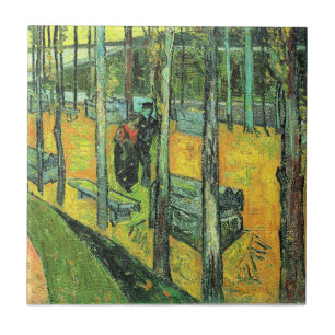 Van Gogh's painting, Alychamps, Autumn Ceramic Tile