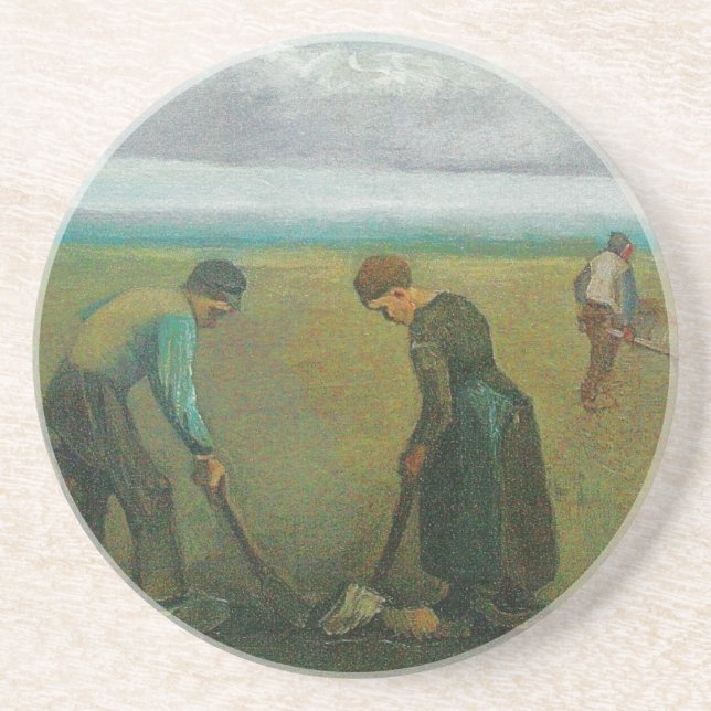 Van Gogh's Peasants or Farmers Planting Potatoes Coaster (Front)