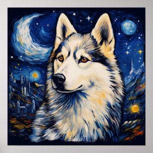 Van Gogh's Siberian Husky Poster
