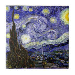 Van Gogh's Starry Night, 1889 Ceramic Tile<br><div class="desc">Widely hailed as Van Gogh's magnum opus, the painting depicts the view outside his sanatorium room window at night, although it was painted from memory during the day. Image is in the public domain. Contact Patterns & Paintings & Graphics for special requests. © Copyright 2020 P.D., Patterns & Paintings &...</div>