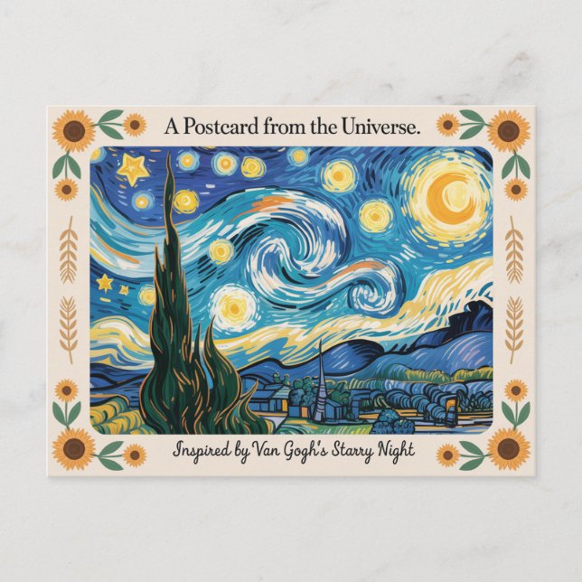 Van Gogh's Starry Night Art Inspired Postcard (Front)