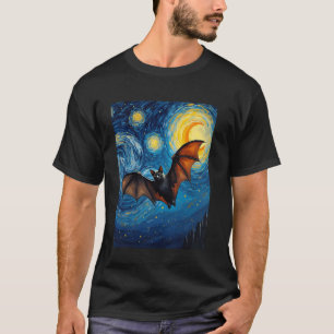 Van Gogh's Starry Night Bat Nocturnal Wildlife Art T-Shirt