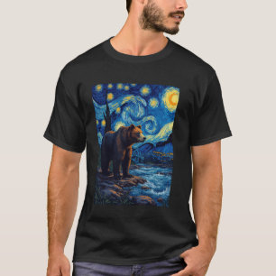 Van Gogh's Starry Night Bear Wildlife Nature Art T-Shirt