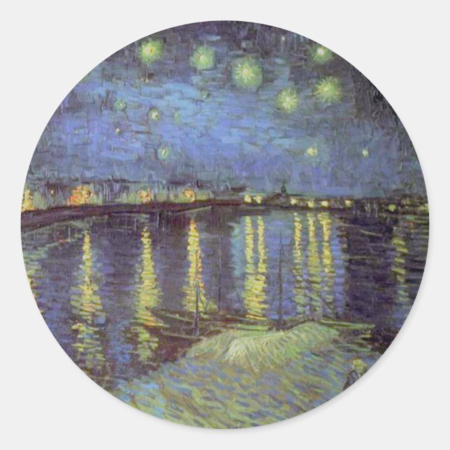 Van Gogh's Starry Night Painting Classic Round Sticker (Front)