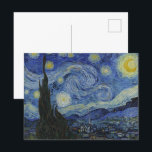 Van Gogh's Starry Night: Whirlwind of Dreams Postcard<br><div class="desc">Vincent van Gogh's iconic "Starry Night" is a mesmerising artwork that captures the expressive power of a swirling night sky. Bold, swirling brushstrokes create a vibrant tapestry of blues, yellows, and whites, representing the celestial expanse filled with twinkling stars and a luminous crescent moon. Below, a tranquil village rests beneath...</div>