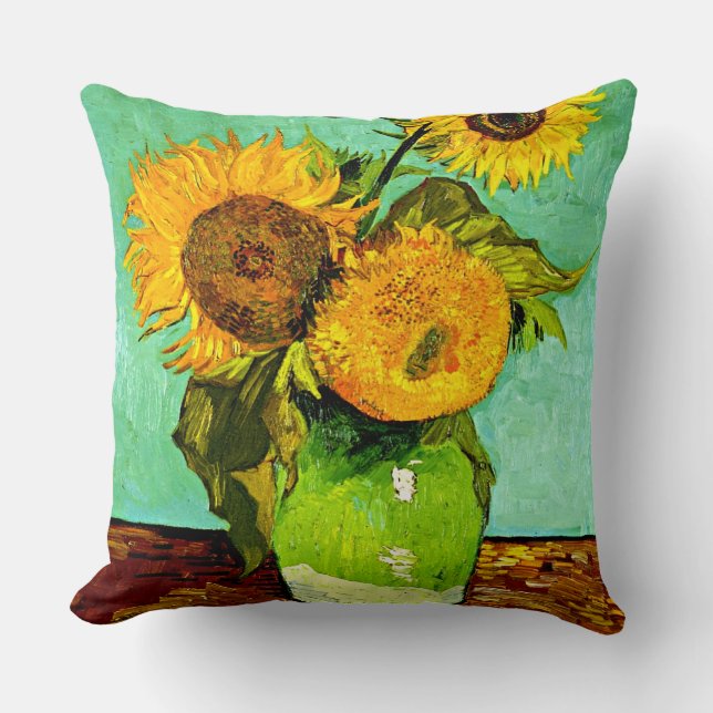 Van Gogh's Sunflowers (3) Cushion (Front)
