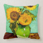 Van Gogh's Sunflowers (3) Cushion<br><div class="desc">Van Gogh's Sunflowers (3) throw pillow.</div>