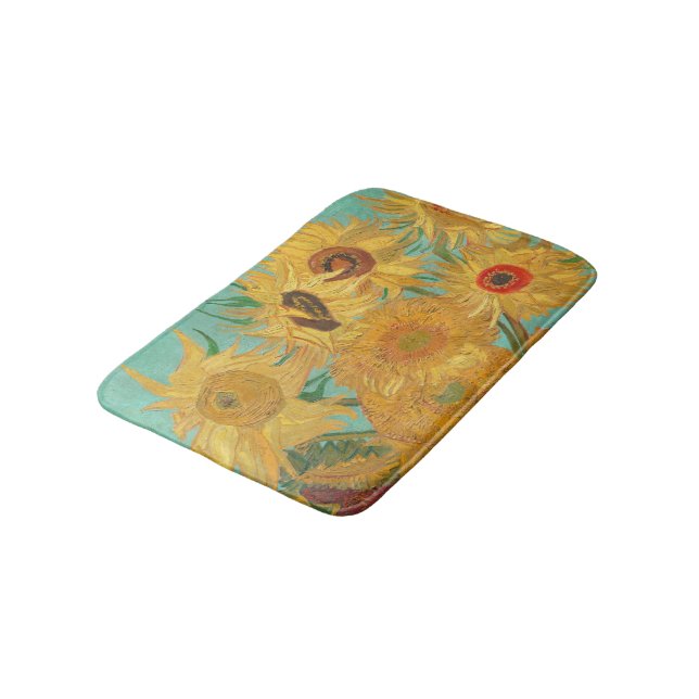 Van Gogh's Sunflowers Bath Mat (Angled)