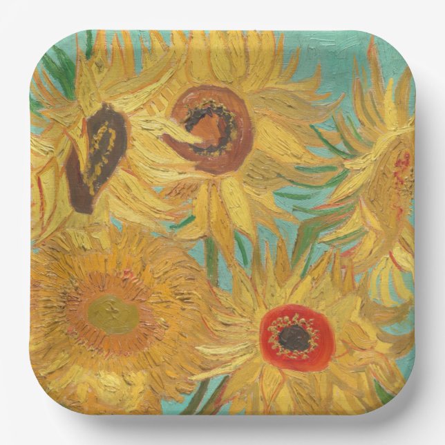 Van Gogh's Sunflowers  Paper Plate (Front)