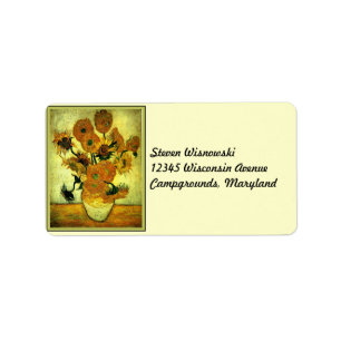 Van Gogh's Sunflowers, popular painting, Label