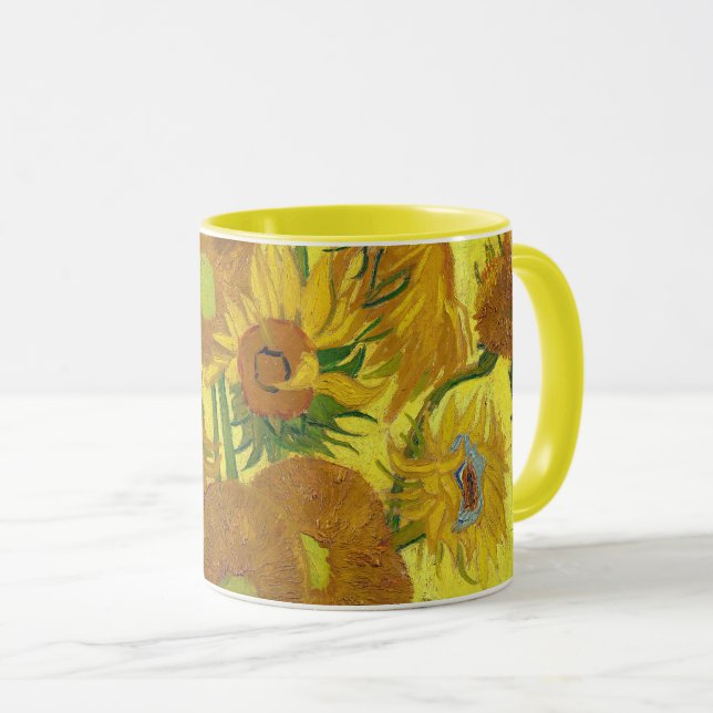 Van Gogh's Sunflowers Vintage Fine Art Mug (Front Right)