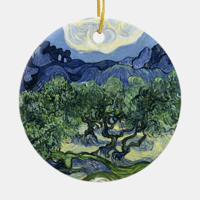 Van Gogh's The Olive Trees Landscape Painting Ceramic Ornament (Front)