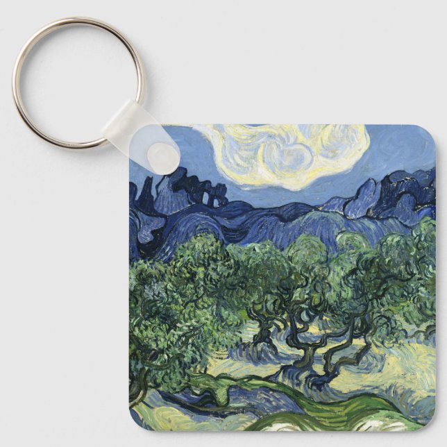 Van Gogh's The Olive Trees Landscape Painting Key Ring (Front)