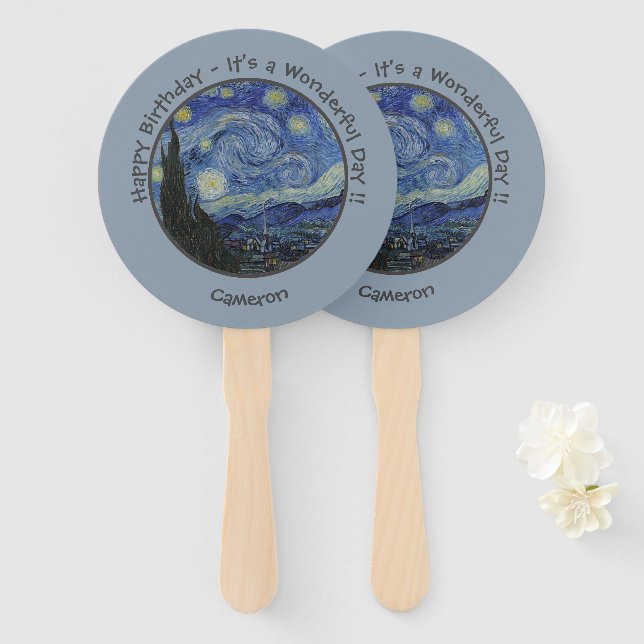 van Gogh's The Starry Night Party Items Collection Hand Fan (Front and Back)