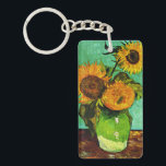 Van Gogh's Vase with Three Sunflowers Key Ring<br><div class="desc">Vincent van Gogh's famous still life,  Vase with Three Sunflowers.</div>