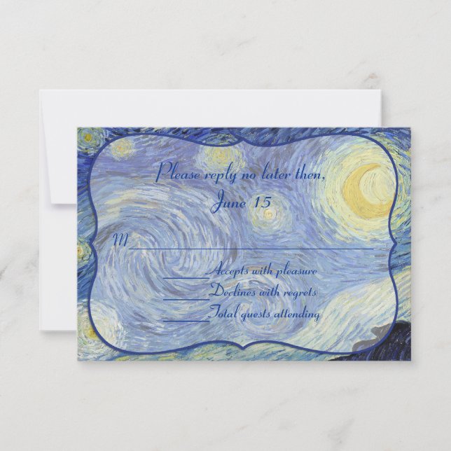 Van Gough Starry Night Wedding Response Card (Front)