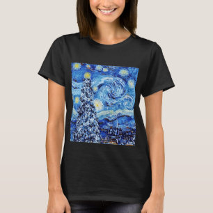 Van Gough Starry Night - White Christmas T-Shirt