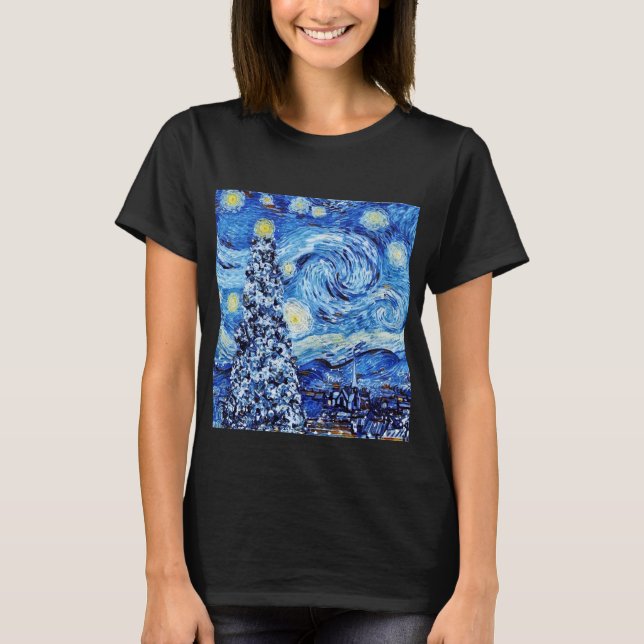 Van Gough Starry Night - White Christmas T-Shirt (Front)