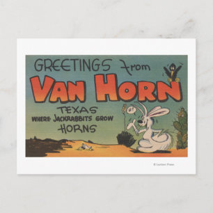 Van Horn, Texas (Jackrabbit & Crow) Postcard