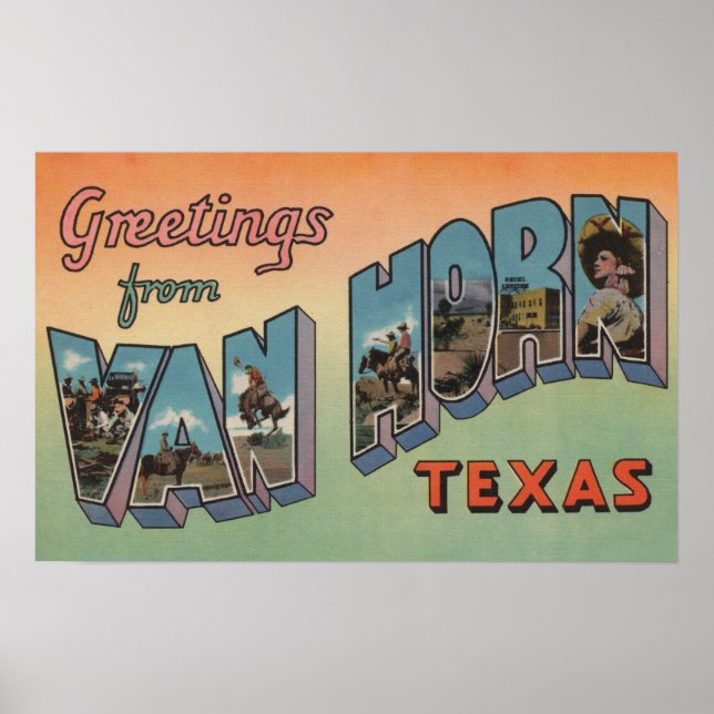 Van Horn, Texas - Large Letter Scenes Poster (Front)