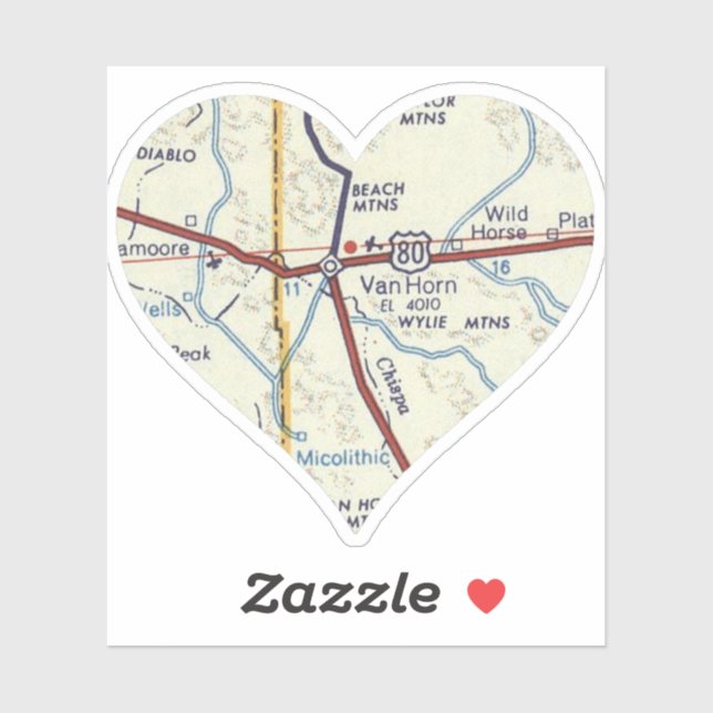 Van Horn Texas Retro Map (Sheet)