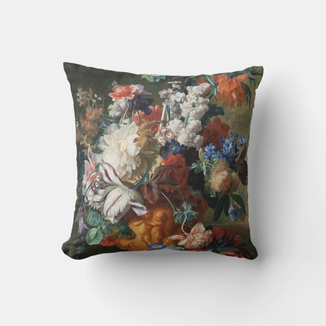 Van Huysum’s Bouquet of Flowers throw pillow (Front)
