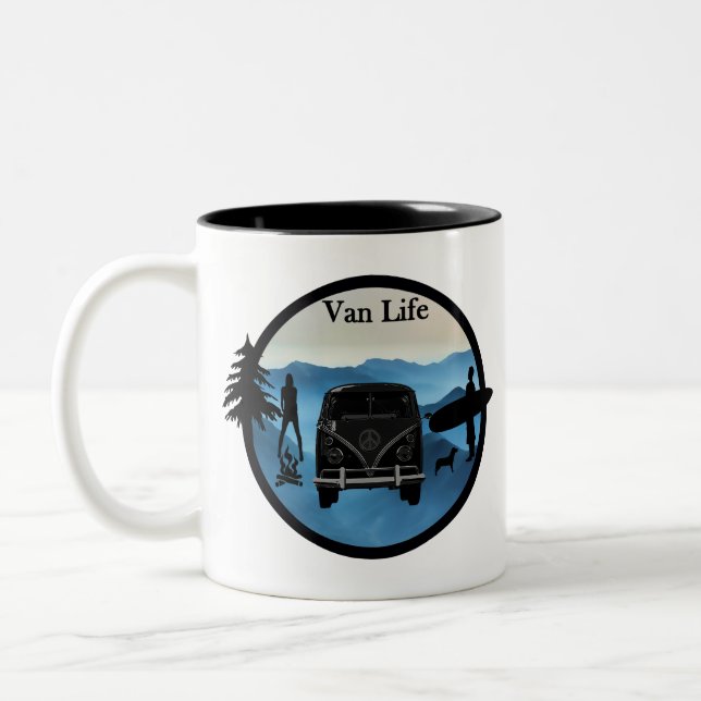 Van life and adventure Two-Tone coffee mug (Left)
