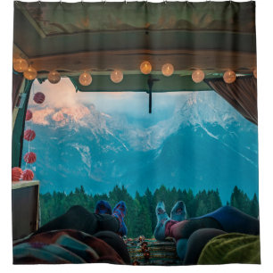 Van Life in Mountains Dolomiti di Brenta, Italyvan Shower Curtain