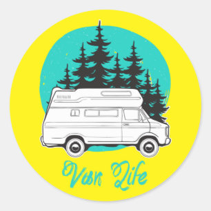 VAN LIFE Nomad Adventure Travel Camping Lifestyle  Classic Round Sticker