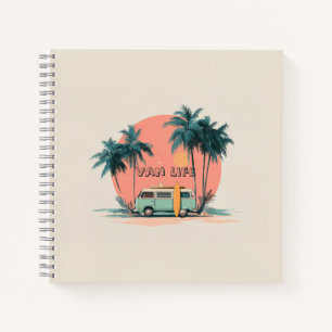 Van Life – Retro Beach Camper Art Notebook