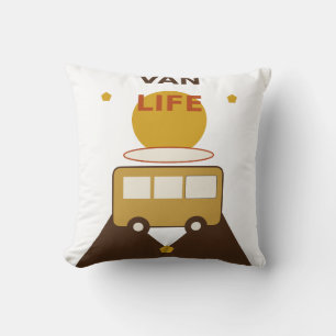 Van Life Retro Camper Van, Boho Surf Adventure Cushion