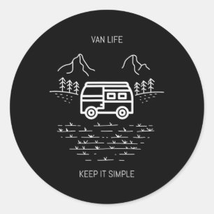 Van Life Vanlife Vintage Retro Vannin Camping Dwel Classic Round Sticker
