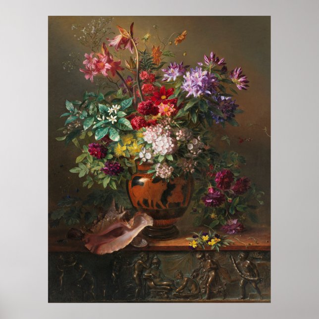 Van Os' Still Life with Flowers in a Greek Vase Poster (Front)