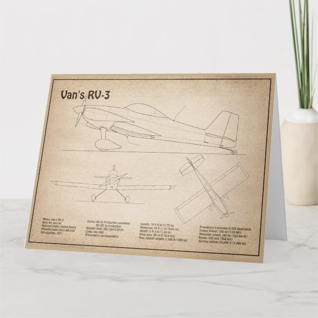 Van’s RV-3 - Aeroplane Blueprint Plans SD Thank You Card (Front)