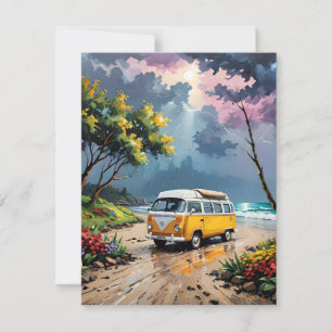 Van Scene On Beach F Holiday Card