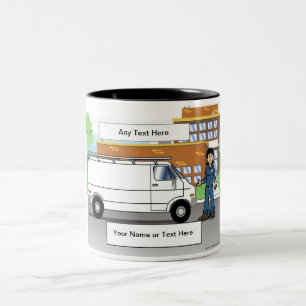 Van white, Contractor - Female Two-Tone Coffee Mug