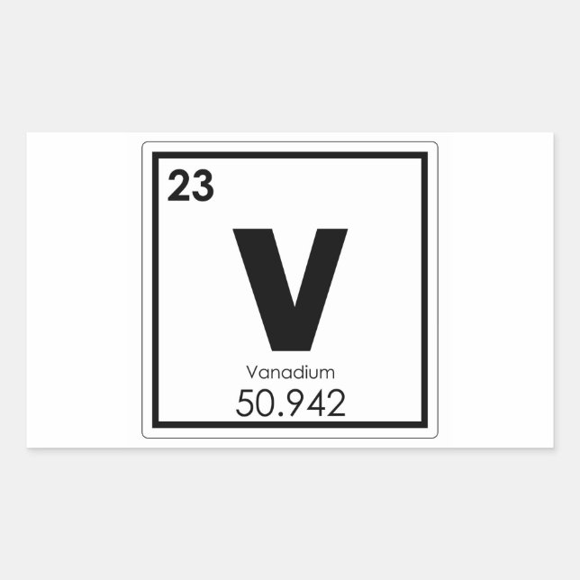 Vanadium chemical element symbol chemistry formula rectangular sticker (Front)
