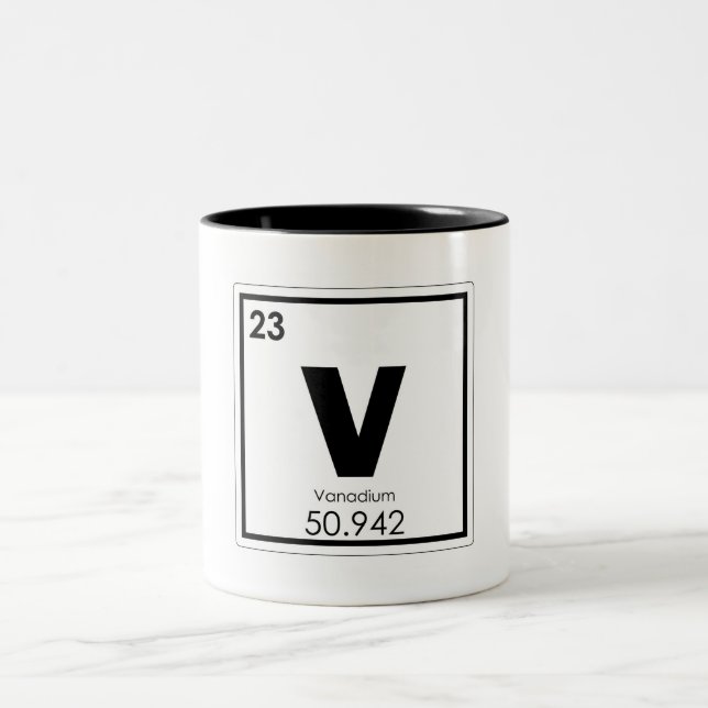 Vanadium chemical element symbol chemistry formula Two-Tone coffee mug (Center)