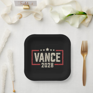 Vance 2028 President Election Campaign US Flag  Paper Plate