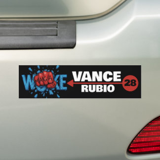 VANCE RUBIO 2028 | RED MAGA FIST PUNCHES WOKE BUMPER STICKER