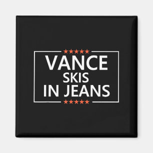 Vance skis in jeans funny skiing anti jd vance magnet