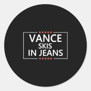 Vance Skis In Jeans Funny Skiing Anti Jd Vance Quo Classic Round Sticker