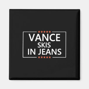 Vance Skis In Jeans Funny Skiing Anti Jd Vance Quo Magnet