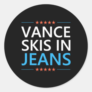 Vance Skis In Jeans Funny Skiing Jd Vance Ski Quot Classic Round Sticker