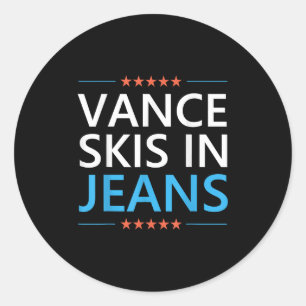 Vance Skis In Jeans Funny Skiing Jd Vance Ski Quot Classic Round Sticker