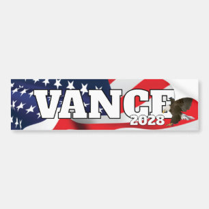 Vance Text With Flag and Bald Eagle Bumper Sticker