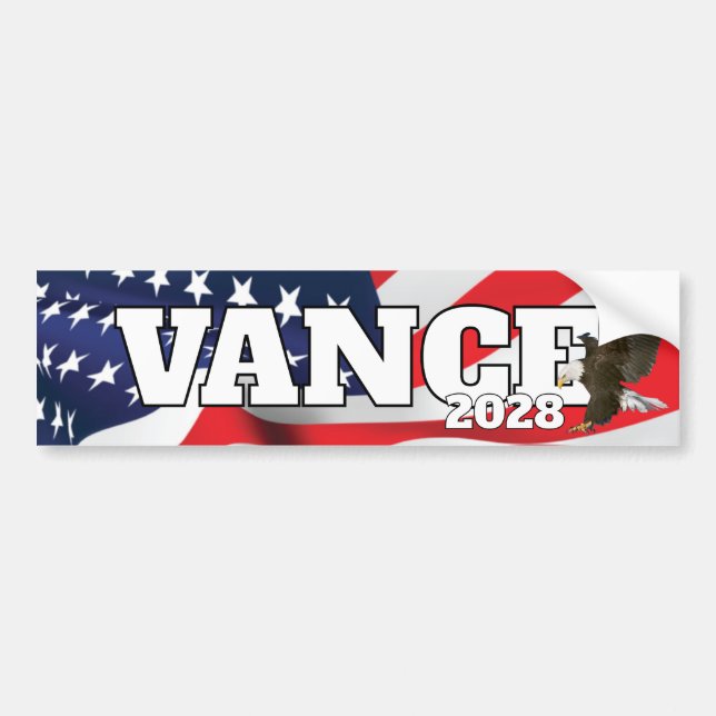 Vance Text With Flag and Bald Eagle Bumper Sticker (Front)