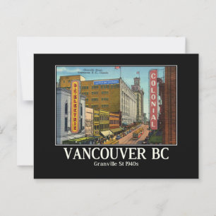 Vancouver BC Canada Granville St 1940s Postcard
