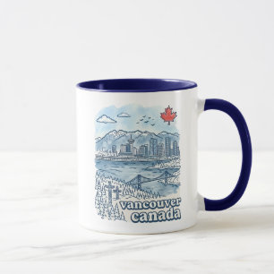 Vancouver BC Canada Simple Blue Skyline Mug