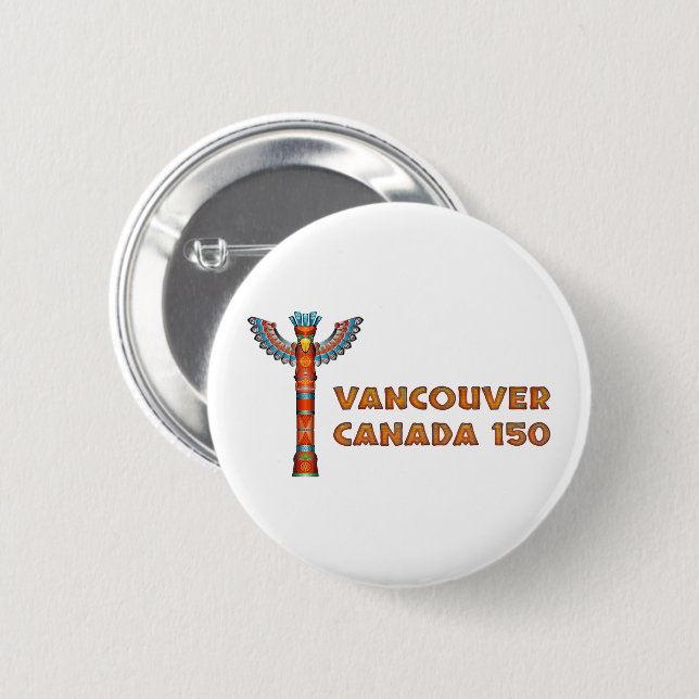 Vancouver (BC) Canada - Totem Pole 6 Cm Round Badge (Front & Back)
